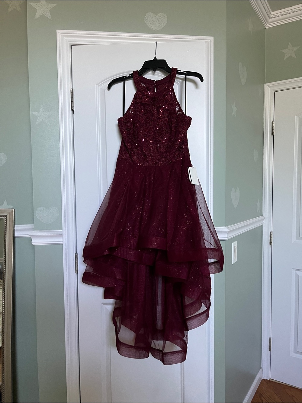 Burgundy High-Low Party Dress